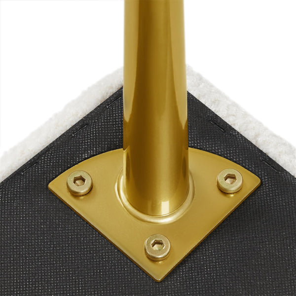 Boucle Ottoman Bench with Gold Metal Legs