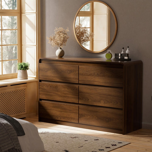 6-Drawer Dresser – Mid-Century Modern Walnut