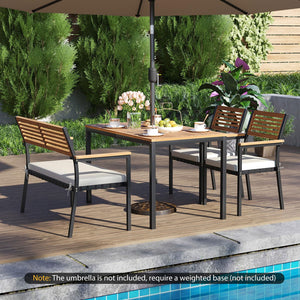4-Piece Acacia Wood Patio Dining Set with Table, 2 Chairs & Bench