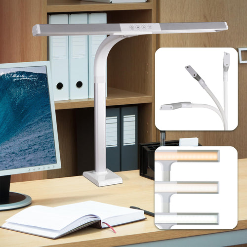 LED Clamp Desk Lamp with Extra Wide Shade, 5 Brightness Levels & 3 Color Modes