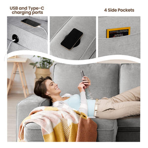 L-Shaped Convertible Sofa Bed with Storage