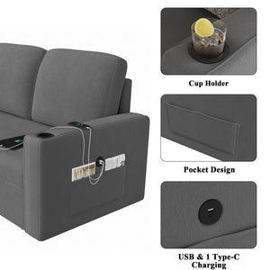 Sectional Sleeper Sofa Bed with Storage Chaise & Charging Station