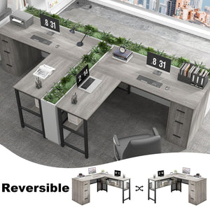 L-Shaped Corner Desk with Drawers & Storage