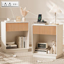 Fluted Nightstand Set of 2 with Charging Station