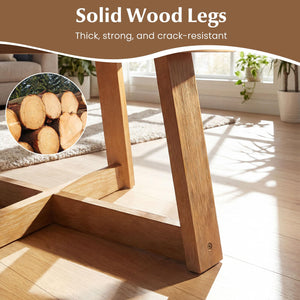 Round Wood Coffee Table 30 Inch – Pine Frame, Natural Finish