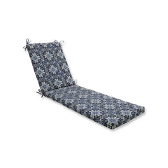 Outdoor Indoor Chaise Lounge Cushion – Blue Woodblock Prism
