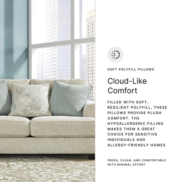 Beige Chenille Loveseat with Accent Pillows & Rolled Arms
