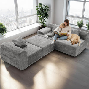 119" Modular Sectional Sofa with Deep Seat & Chaise