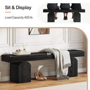 59" Entryway Bench with Arched Bases