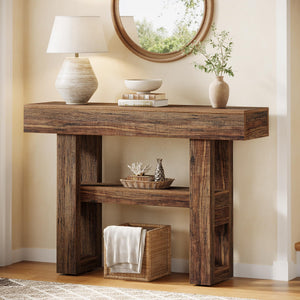 Farmhouse Console Table 2-Tier with Storage Shelves