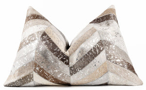 Cowhide Leather Patchwork Throw Pillow