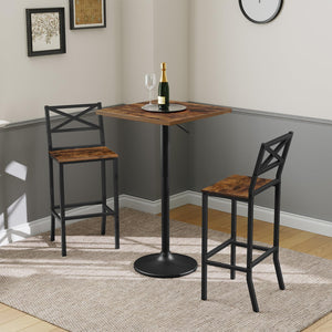 Bar Stools Set of 2 with Backrest and Footrest, 26-Inch Counter Height