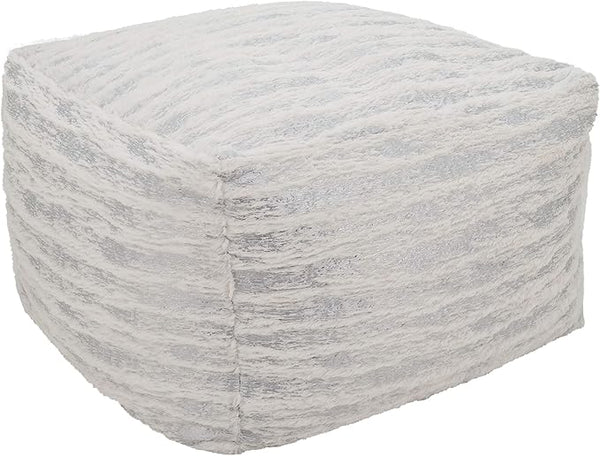 Foil Print Faux Fur Pouf – Square Ottoman 20" x 20" x 14"