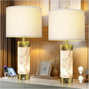 Cordless Alabaster Table Lamp with Rechargeable Battery