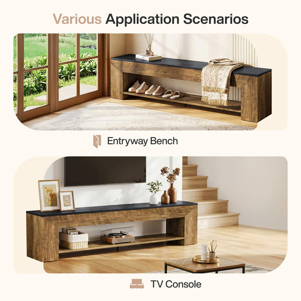 71-Inch Extra Long Entryway Bench with Shoe Storage
