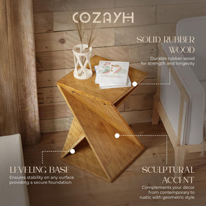 Twisted X Base Solid Wood End Table