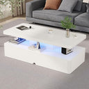 LED Coffee Table with 2-Tier Storage