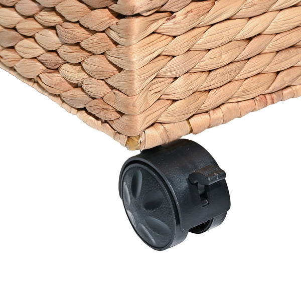 Hyacinth Rolling Filing Basket with Lid & Lockable Wheels