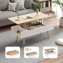 VYRIVA Lift Top Coffee Table, One Minute No Assembly Required Rising Tabletop Center Table with Large Hidden Storage Compartment, Open Shelf, Anti-Pinch Design Mute for Living Room (Walnut)