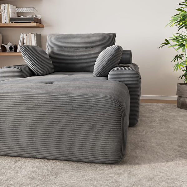 69" Oversized Boneless Chaise Lounge Chair with Cup Holders & Storage