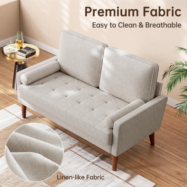 Loveseat Sofa with Spring Cushions & Removable Cover