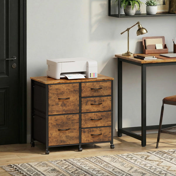6 Drawer Mobile Lateral File Cabinet with Rolling Printer Stand