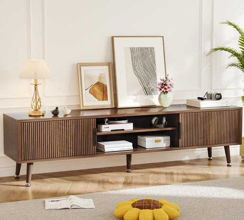 62-Inch TV Stand with Storage – Mid-Century Modern Media Console