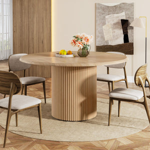 47" Round Dining Table with Metal Pedestal Base