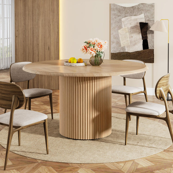 47" Round Dining Table with Metal Pedestal Base
