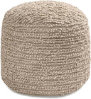 Round Pouf Ottoman Footrest – Cotton Polyester Floor Seating