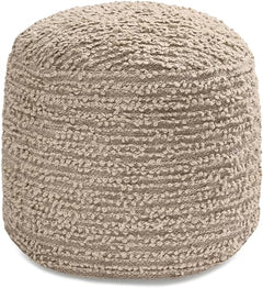 Round Pouf Ottoman Footrest – Cotton Polyester Floor Seating