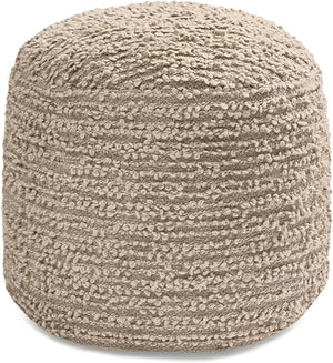 Round Pouf Ottoman Footrest – Cotton Polyester Floor Seating