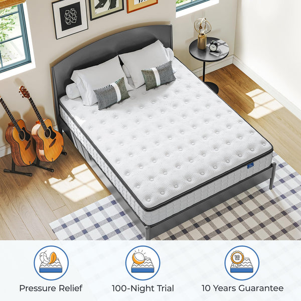 Twin XL Hybrid Pocket Spring Mattress – 10 & 12 Inch, Medium Firm