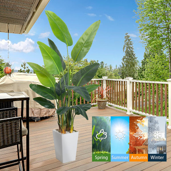 Bird of Paradise Artificial Plant 6.8 FT with White Planter