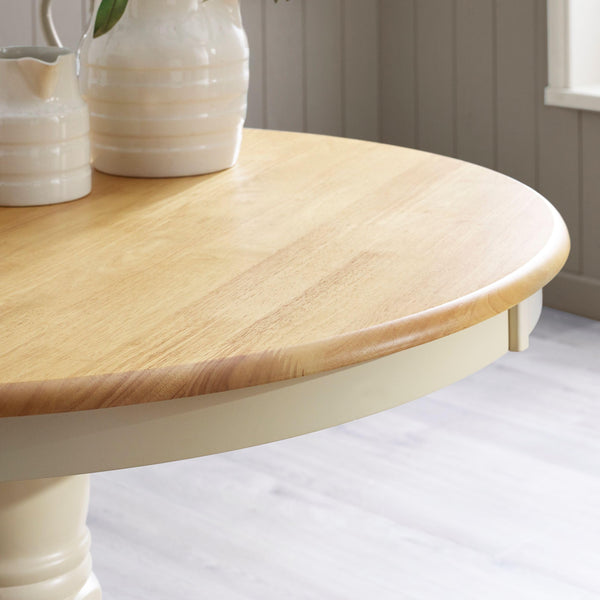 Round Wooden Dining Table Set with 4 Cross Back Chairs – Seats 4