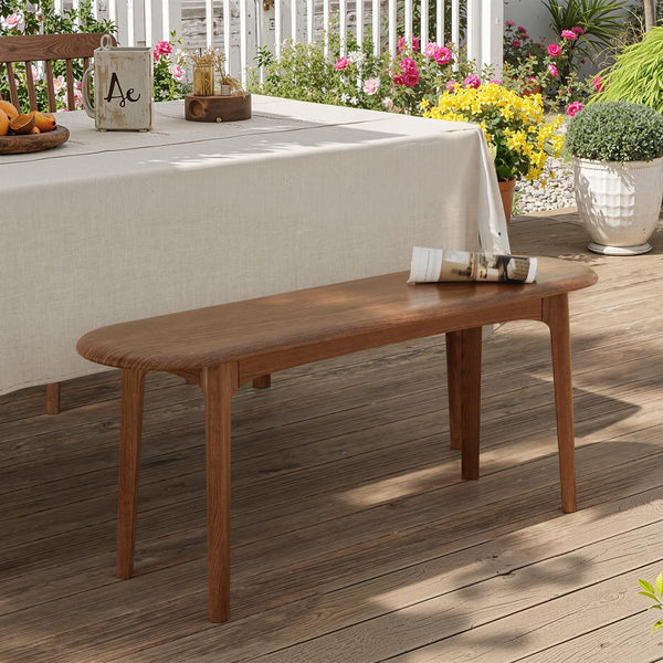 Solid Wood Dining Bench with Rounded Corners – Walnut