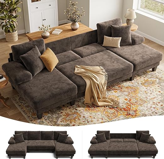 U-Shaped Convertible Sleeper Sofa with Pull-Out Bed