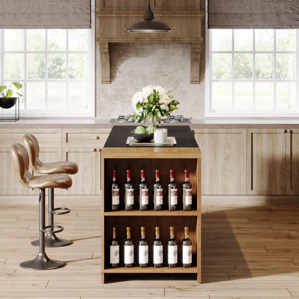 55" Kitchen Island with Storage and 5-Tier Shelves