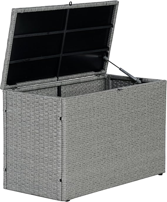 Outdoor Wicker Storage Trunk with Lockable Lid