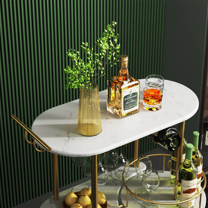 4-Tier Rolling Bar Cart with Wine Rack & Glass Holder