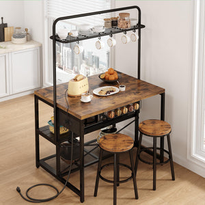 Kitchen Island with Storage & Bakers Rack
