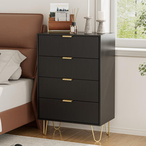 4-Drawer Dresser with Gold Metal Legs