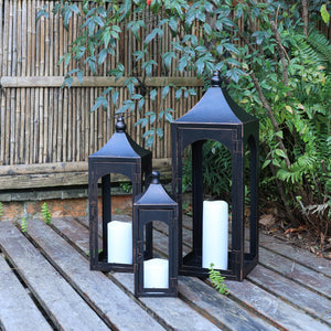 Metal Lanterns Set of 3 with LED Candles – Indoor & Outdoor Candle Holders