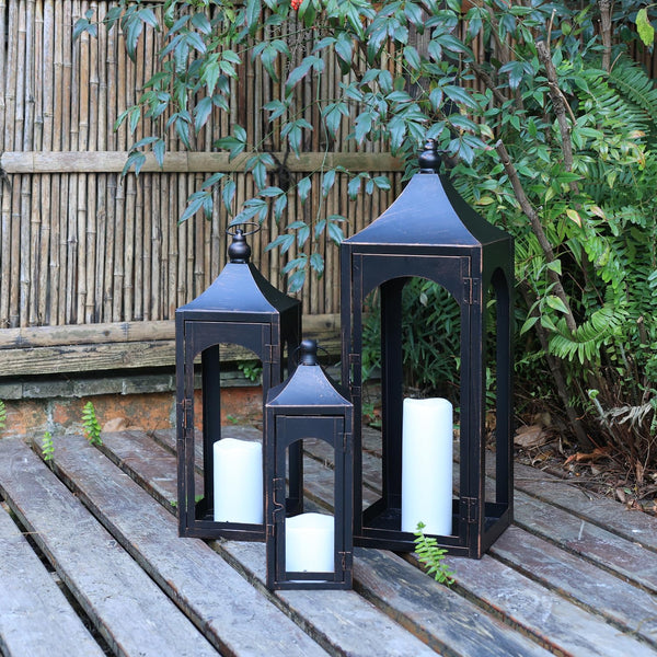 Metal Lanterns Set of 3 with LED Candles – Indoor & Outdoor Candle Holders