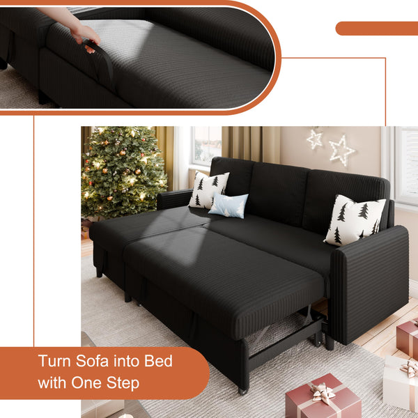L-Shaped Convertible Sleeper Sofa with Storage Chaise