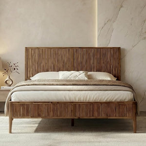 Solid Wood Platform Bed Frame with Headboard