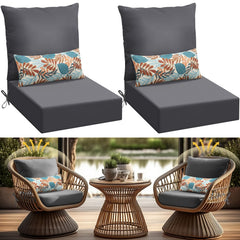 6-Piece Outdoor Deep Seating Cushion Set – Waterproof, Fade Resistant, Grey