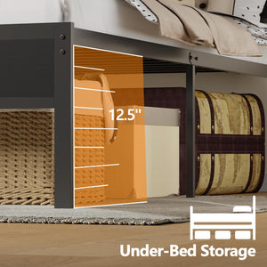 Platform Bed Frame with LED Lights & Charging Station