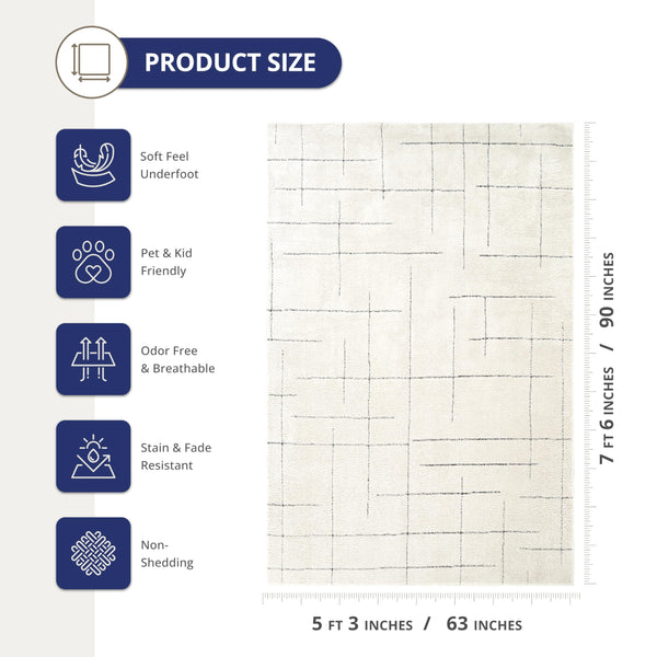 Cream Striped Area Rug – Oliver Collection
