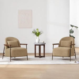 Mid-Century Modern Sherpa Armchair with Metal Frame